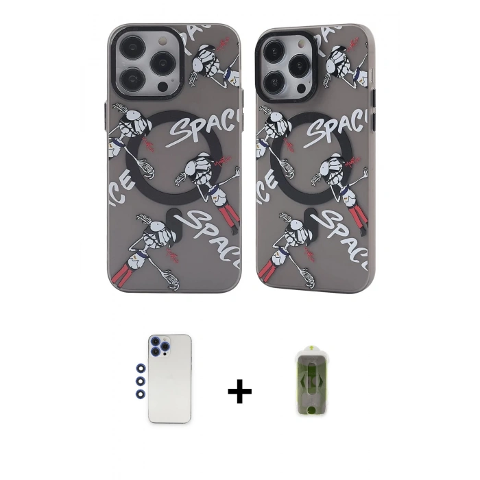 MARSİLYAN™- iPhone 12 Pro Max Kılıf Nova Doku Koleksiyonu - Siyah Joko Magic 5D Hayalet Cam + Shine Kamera Lens - LT