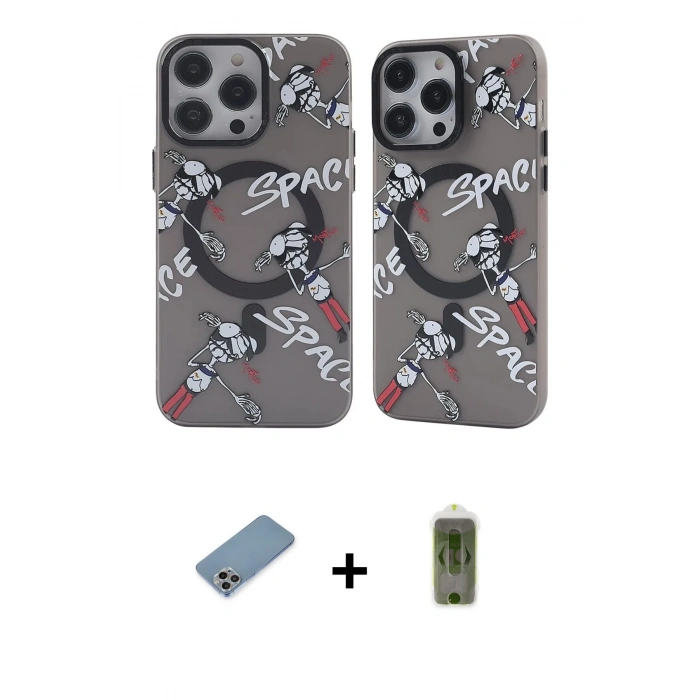 MARSİLYAN™- iPhone 12 Pro Max Kılıf Nova Doku Koleksiyonu - Siyah Joko Magic 5D Hayalet Cam + Shine Kamera Lens Koruma Cam - GI