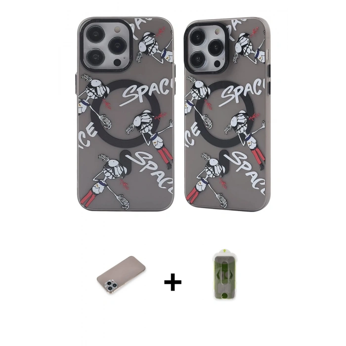MARSİLYAN™- iPhone 12 Pro Max Kılıf Nova Doku Koleksiyonu - Siyah Joko Magic 5D Hayalet Cam + Shine Kamera Lens Koruma Cam - SABE