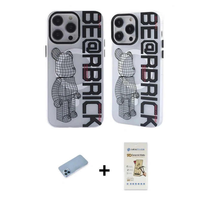 MARSİLYAN™- iPhone 12 Pro Max Kılıf Nova Doku Koleksiyonu - Siyah Mat Seramik Nano Ekran Koruyucu + Shine Kamera Lens Koruma Cam - MI