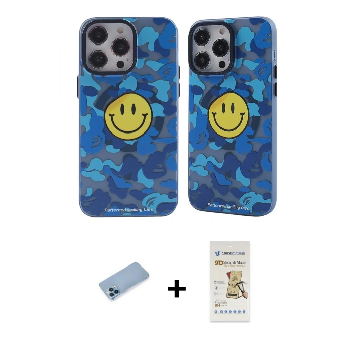 MARSİLYAN™- iPhone 12 Pro Max Kılıf Nova Doku Koleksiyonu - Siyah Mat Seramik Nano Ekran Koruyucu + Shine Kamera Lens Koruma Cam - MI