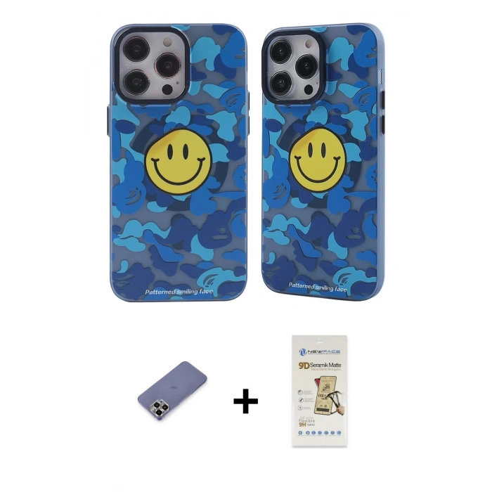 MARSİLYAN™- iPhone 12 Pro Max Kılıf Nova Doku Koleksiyonu - Siyah Mat Seramik Nano Ekran Koruyucu + Metal Kamera Lens Koruma Cam - GD