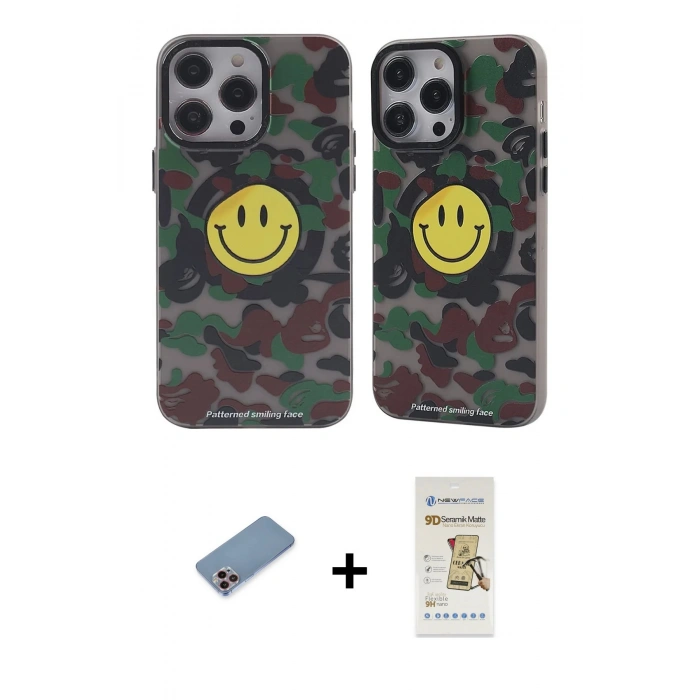 MARSİLYAN™- iPhone 12 Pro Max Kılıf Nova Doku Koleksiyonu - Siyah Mat Seramik Nano Ekran Koruyucu + Shine Kamera Lens Koruma Cam - PE
