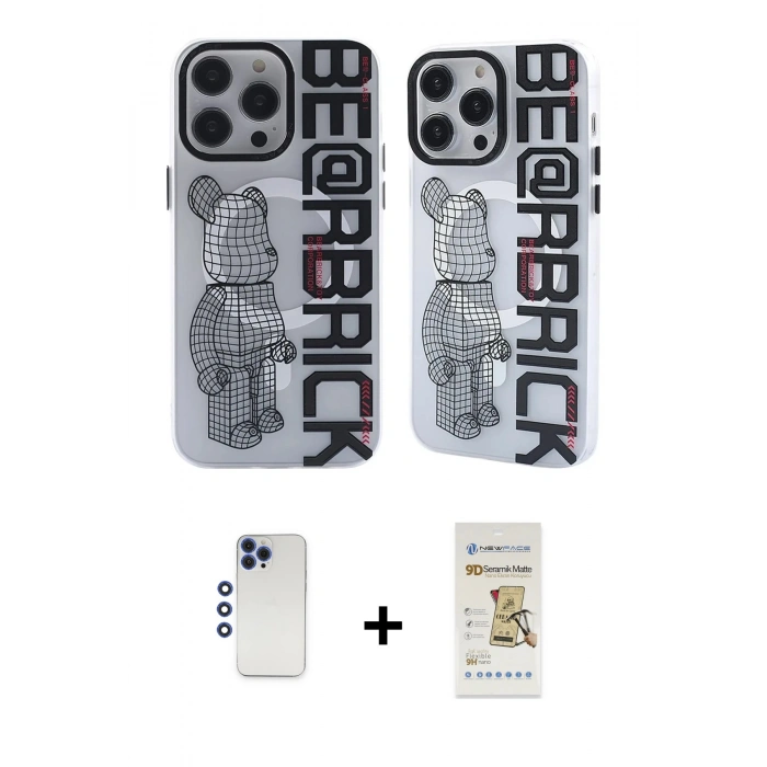 MARSİLYAN™- iPhone 12 Pro Max Kılıf Nova Doku Koleksiyonu - Siyah Mat Seramik Nano Ekran Koruyucu + Shine Kamera Lens - LT