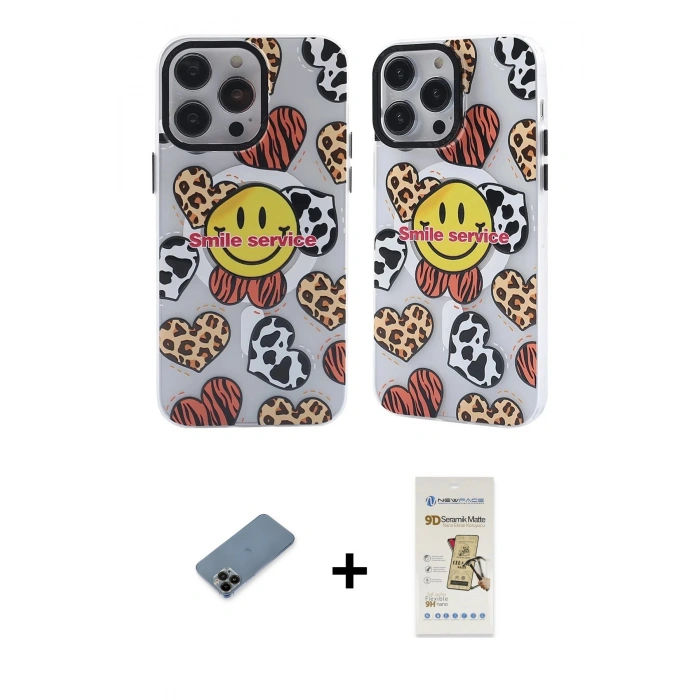 MARSİLYAN™- iPhone 12 Pro Max Kılıf Nova Doku Koleksiyonu - Siyah Mat Seramik Nano Ekran Koruyucu + Shine Kamera Lens Koruma Cam - SH