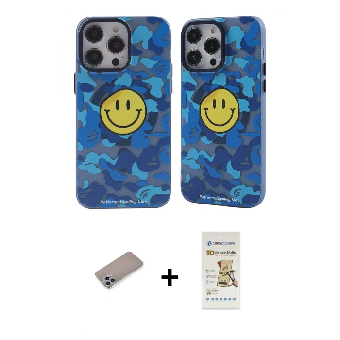 MARSİLYAN™- iPhone 12 Pro Max Kılıf Nova Doku Koleksiyonu - Siyah Mat Seramik Nano Ekran Koruyucu + Shine Kamera Lens Koruma Cam - SABE