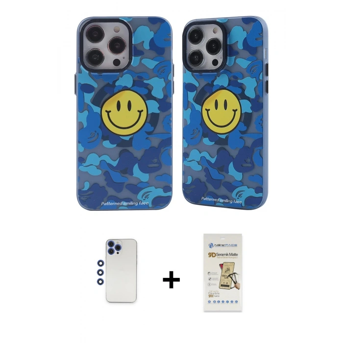 MARSİLYAN™- iPhone 12 Pro Max Kılıf Nova Doku Koleksiyonu - Siyah Mat Seramik Nano Ekran Koruyucu + Shine Kamera Lens - LT