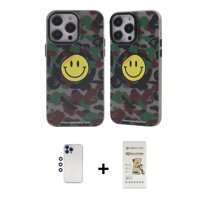 MARSİLYAN™- iPhone 12 Pro Max Kılıf Nova Doku Koleksiyonu - Siyah Mat Seramik Nano Ekran Koruyucu + Shine Kamera Lens - LT