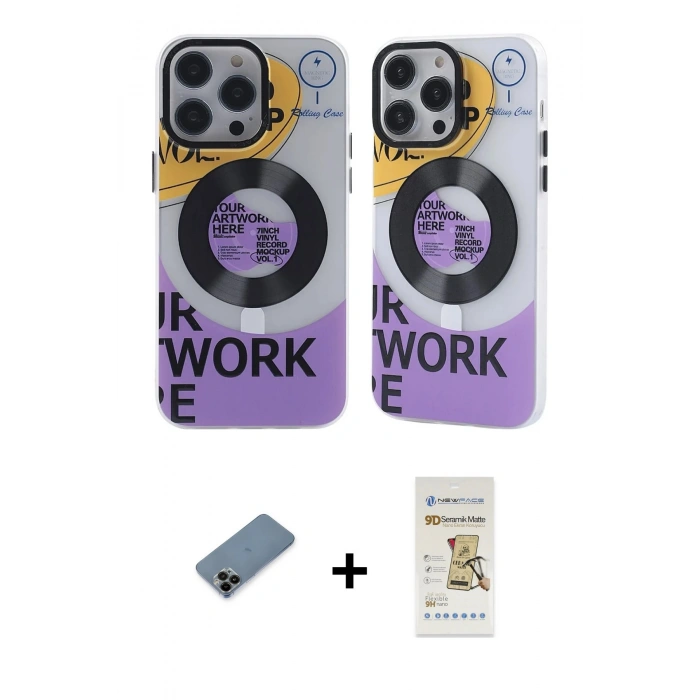 MARSİLYAN™- iPhone 12 Pro Max Kılıf Nova Doku Koleksiyonu - Siyah Mat Seramik Nano Ekran Koruyucu + Shine Kamera Lens Koruma Cam - SH