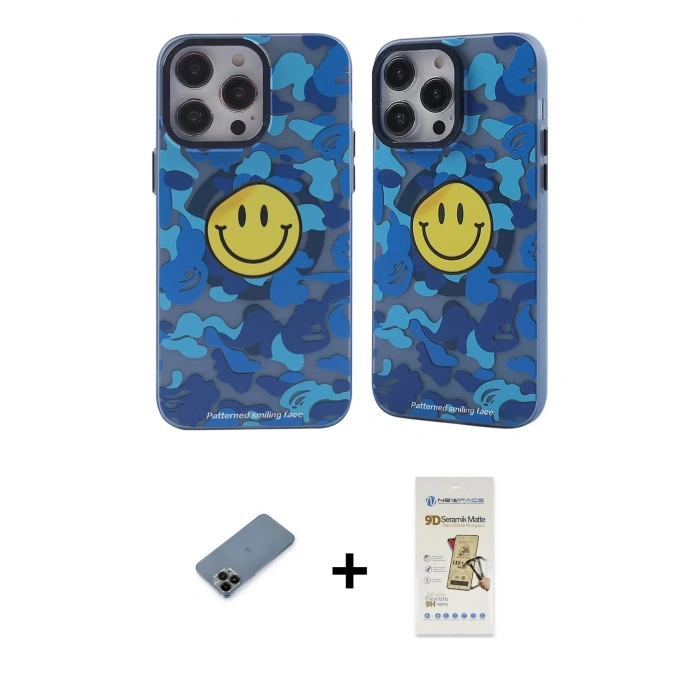 MARSİLYAN™- iPhone 12 Pro Max Kılıf Nova Doku Koleksiyonu - Siyah Mat Seramik Nano Ekran Koruyucu + Shine Kamera Lens Koruma Cam - SH