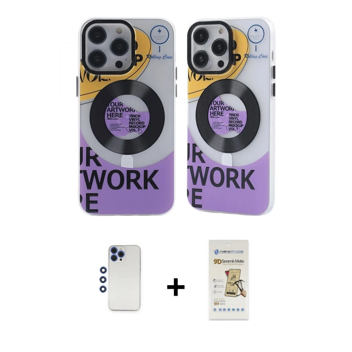 MARSİLYAN™- iPhone 12 Pro Max Kılıf Nova Doku Koleksiyonu - Siyah Mat Seramik Nano Ekran Koruyucu + Shine Kamera Lens - LT