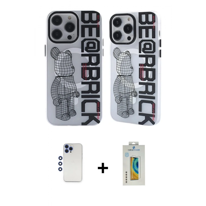 MARSİLYAN™- iPhone 12 Pro Max Kılıf Nova Doku Koleksiyonu - Siyah Polymer Nano Ekran Koruyucu + Shine Kamera Lens - LT