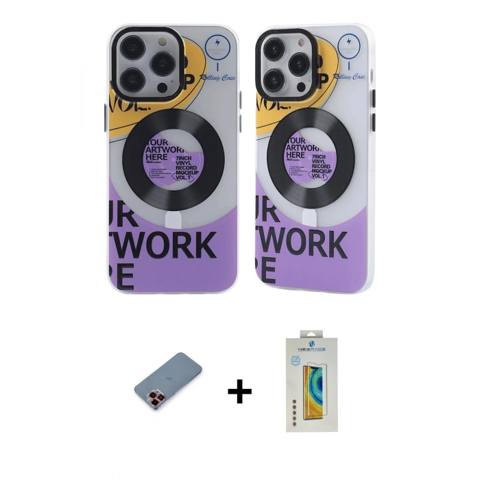 MARSİLYAN™- iPhone 12 Pro Max Kılıf Nova Doku Koleksiyonu - Siyah Polymer Nano Ekran Koruyucu + Metal Kamera Lens Koruma Cam - KI