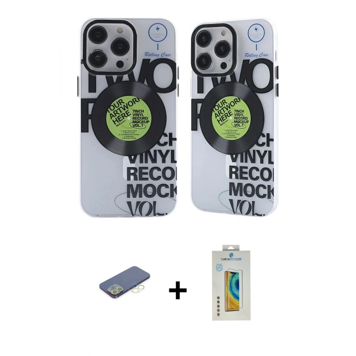 MARSİLYAN™- iPhone 12 Pro Max Kılıf Nova Doku Koleksiyonu - Siyah Polymer Nano Ekran Koruyucu + Renkli Kamera Lens Koruma Cam - YL