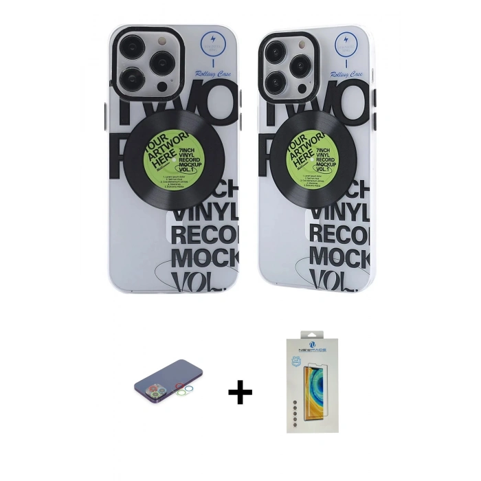 MARSİLYAN™- iPhone 12 Pro Max Kılıf Nova Doku Koleksiyonu - Siyah Polymer Nano Ekran Koruyucu + Renkli Kamera Lens Koruma Cam - MI