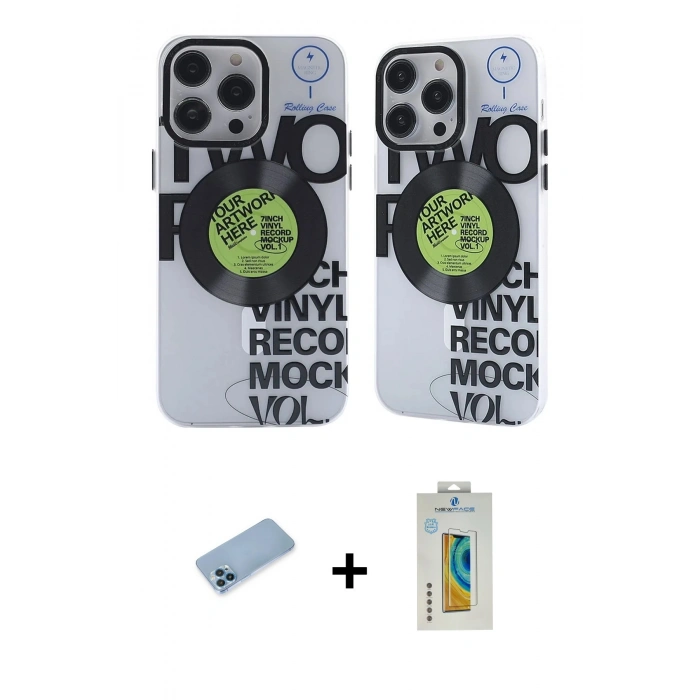 MARSİLYAN™- iPhone 12 Pro Max Kılıf Nova Doku Koleksiyonu - Siyah Polymer Nano Ekran Koruyucu + Shine Kamera Lens Koruma Cam - MI