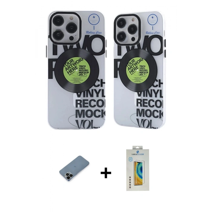 MARSİLYAN™- iPhone 12 Pro Max Kılıf Nova Doku Koleksiyonu - Siyah Polymer Nano Ekran Koruyucu + Shine Kamera Lens Koruma Cam - SH
