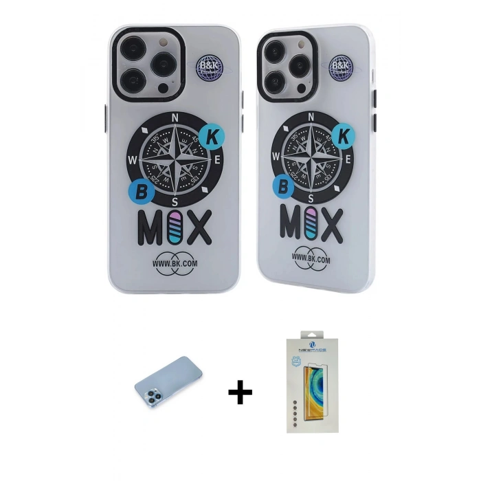 MARSİLYAN™- iPhone 12 Pro Max Kılıf Nova Doku Koleksiyonu - Siyah Polymer Nano Ekran Koruyucu + Shine Kamera Lens Koruma Cam - MI