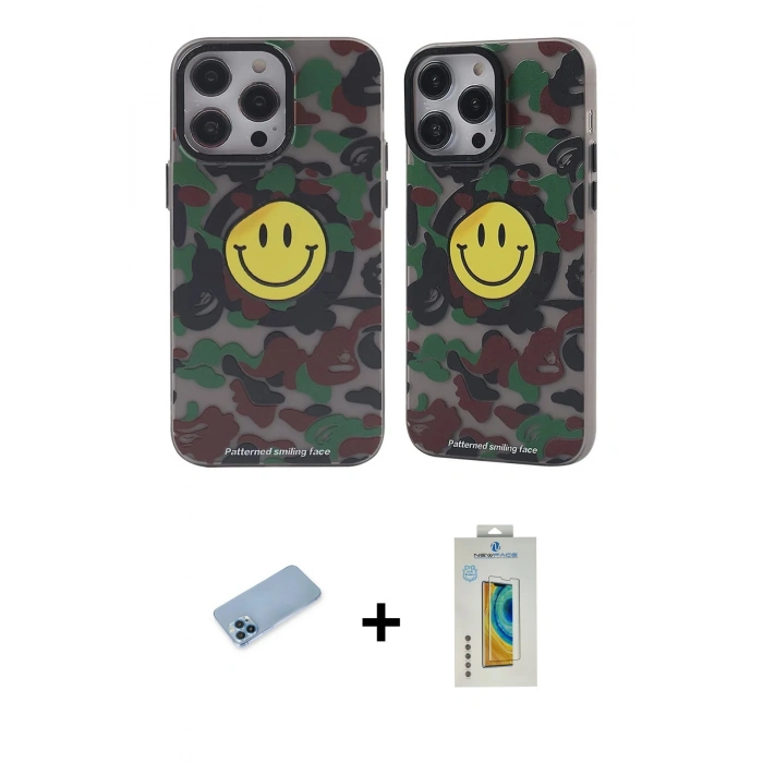 MARSİLYAN™- iPhone 12 Pro Max Kılıf Nova Doku Koleksiyonu - Siyah Polymer Nano Ekran Koruyucu + Shine Kamera Lens Koruma Cam - MI