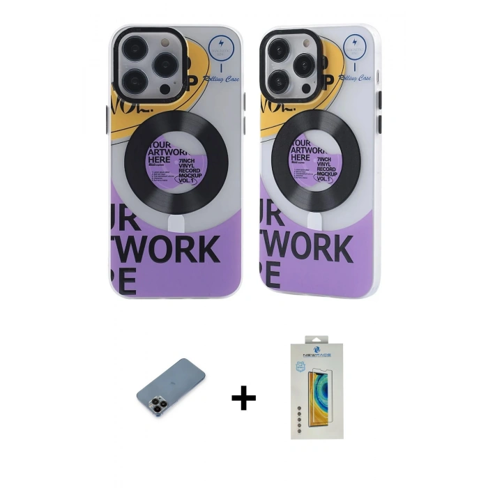 MARSİLYAN™- iPhone 12 Pro Max Kılıf Nova Doku Koleksiyonu - Siyah Polymer Nano Ekran Koruyucu + Shine Kamera Lens Koruma Cam - SH