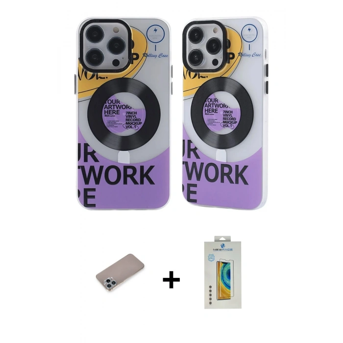 MARSİLYAN™- iPhone 12 Pro Max Kılıf Nova Doku Koleksiyonu - Siyah Polymer Nano Ekran Koruyucu + Sierra Blue Shine Kamera Lens Koruma Cam