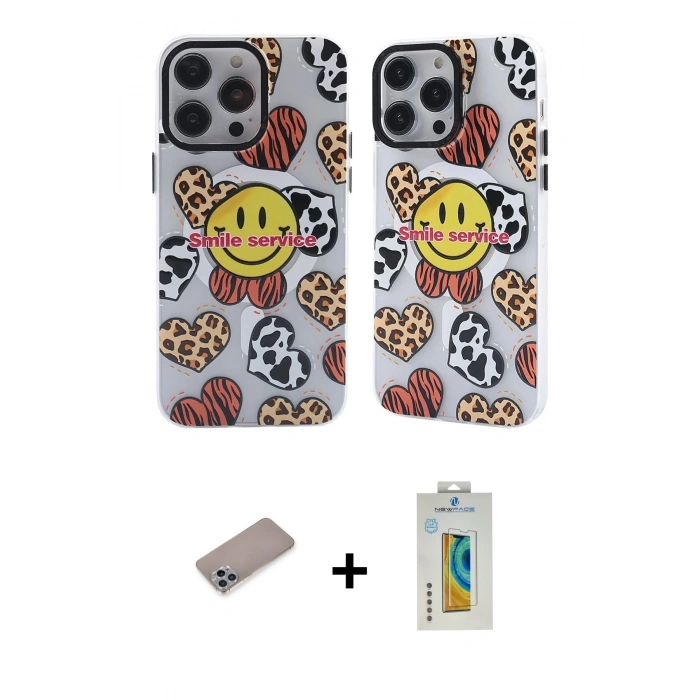 MARSİLYAN™- iPhone 12 Pro Max Kılıf Nova Doku Koleksiyonu - Siyah Polymer Nano Ekran Koruyucu + Sierra Blue Shine Kamera Lens Koruma Cam