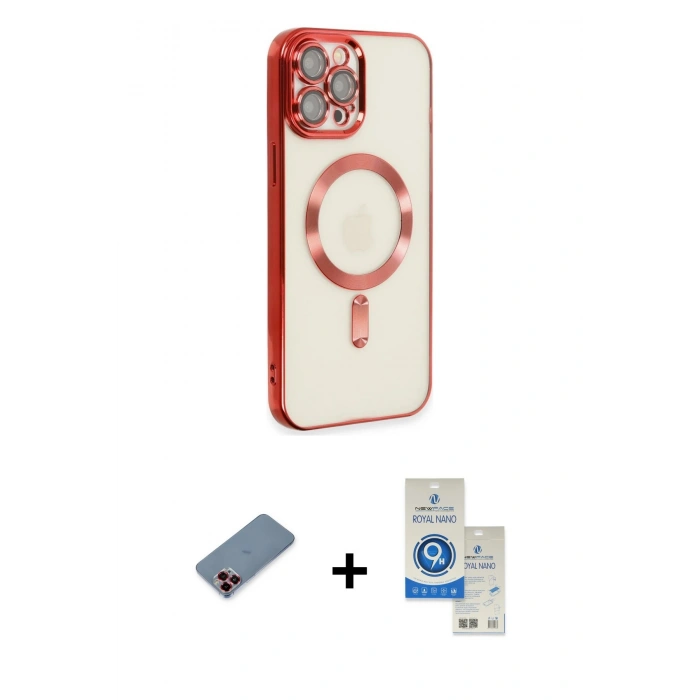 MARSİLYAN™- iPhone 12 Pro Max Kılıf Nova Işık Özel Seri - Şeffaf Royal Nano Ekran Koruyucu + Metal Kamera Lens Koruma Cam - KI