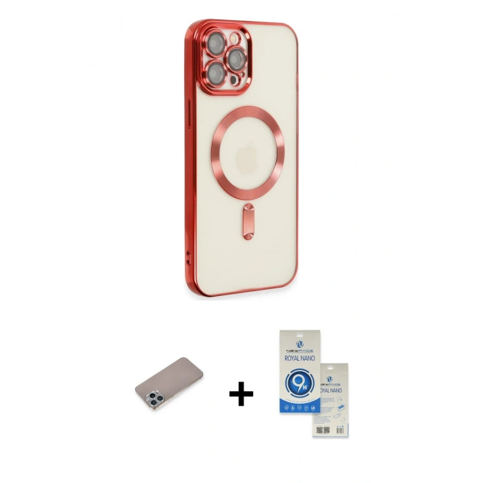 MARSİLYAN™- iPhone 12 Pro Max Kılıf Nova Işık Özel Seri - Şeffaf Royal Nano Ekran Koruyucu + Shine Kamera Lens Koruma Cam - SABE