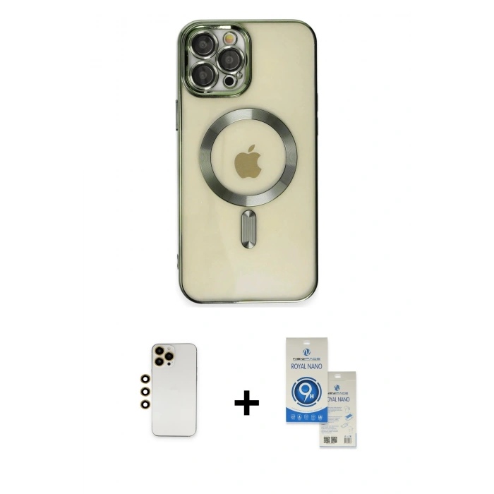 MARSİLYAN™- iPhone 12 Pro Max Kılıf Nova Işık Özel Seri - Şeffaf Royal Nano Ekran Koruyucu + Shine Kamera Lens - GD