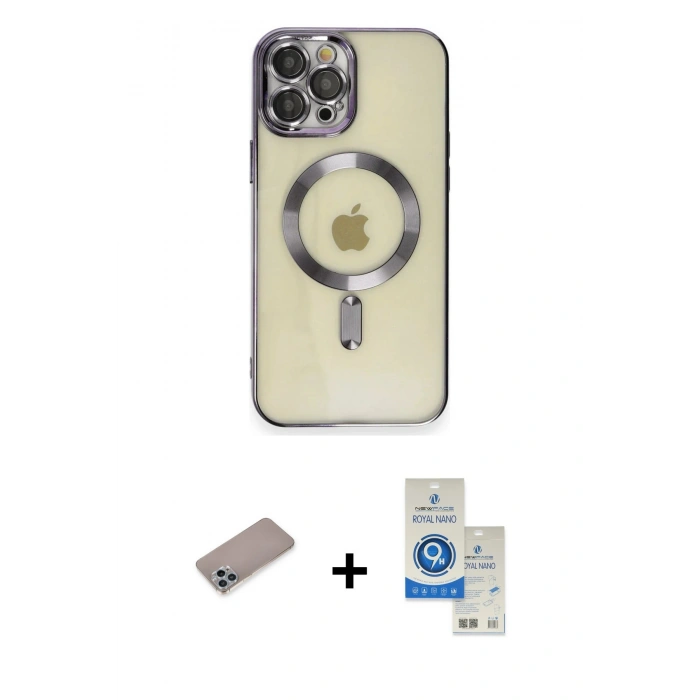MARSİLYAN™- iPhone 12 Pro Max Kılıf Nova Işık Özel Seri - Şeffaf Royal Nano Ekran Koruyucu + Shine Kamera Lens Koruma Cam - SABE