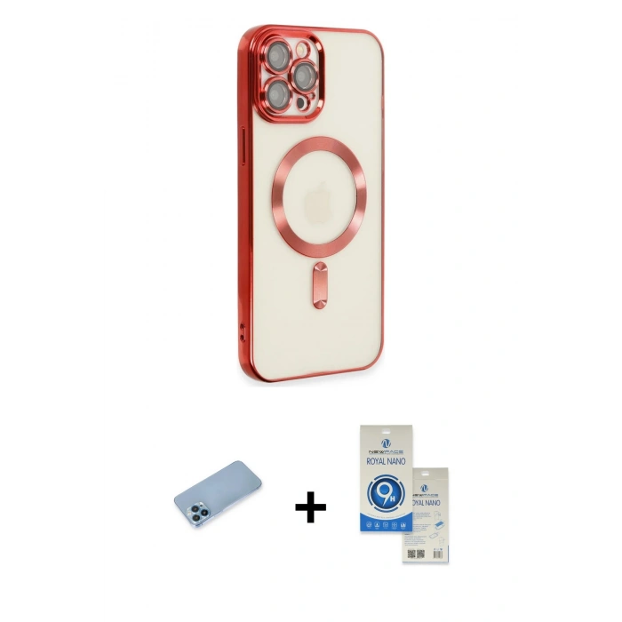 MARSİLYAN™- iPhone 12 Pro Max Kılıf Nova Işık Özel Seri - Şeffaf Royal Nano Ekran Koruyucu + Shine Kamera Lens Koruma Cam - MI