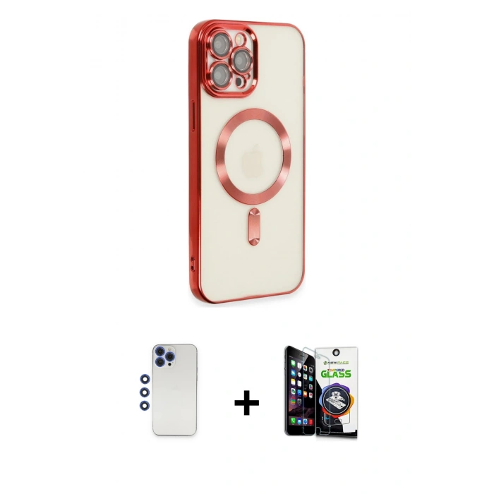 MARSİLYAN™- iPhone 12 Pro Max Kılıf Nova Işık Özel Seri - Şeffaf Temperli Cam Ekran Koruyucu + Shine Kamera Lens - LT