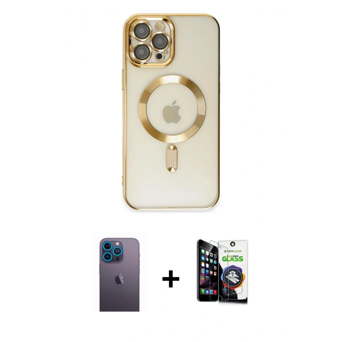 MARSİLYAN™- iPhone 12 Pro Max Kılıf Nova Işık Özel Seri - Şeffaf Temperli Cam Ekran Koruyucu + Neon Fosforlu Kamera Lens - MI