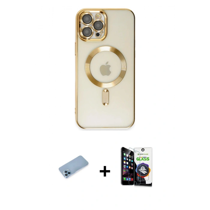 MARSİLYAN™- iPhone 12 Pro Max Kılıf Nova Işık Özel Seri - Şeffaf Temperli Cam Ekran Koruyucu + Shine Kamera Lens Koruma Cam - MI