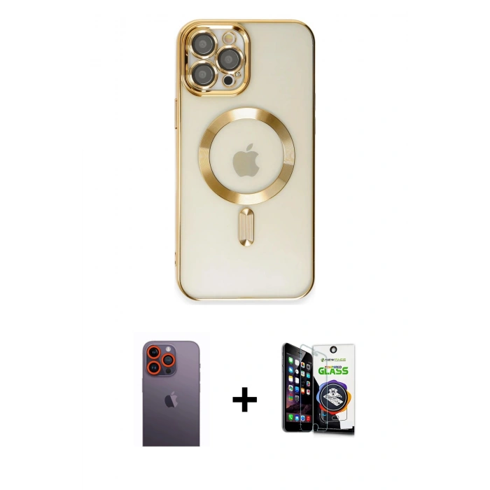 MARSİLYAN™- iPhone 12 Pro Max Kılıf Nova Işık Özel Seri - Şeffaf Temperli Cam Ekran Koruyucu + Neon Fosforlu Kamera Lens - TU
