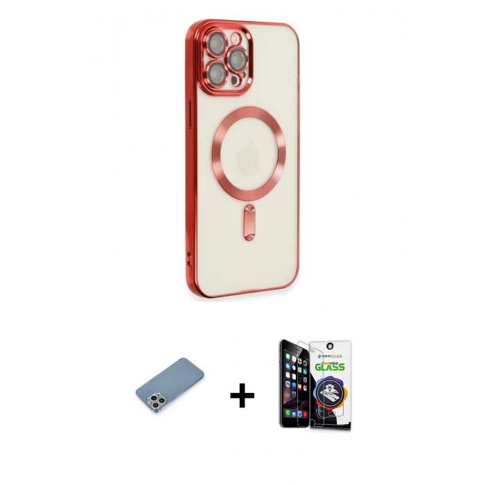 MARSİLYAN™- iPhone 12 Pro Max Kılıf Nova Işık Özel Seri - Şeffaf Temperli Cam Ekran Koruyucu + Shine Kamera Lens Koruma Cam - GS