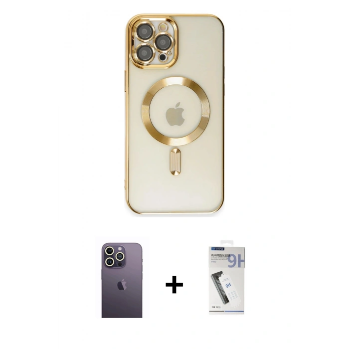 MARSİLYAN™- iPhone 12 Pro Max Kılıf Nova Işık Özel Seri - Şeffaf Uv Polymer Nano Ekran Koruyucu + Neon Fosforlu Kamera Lens - BZ
