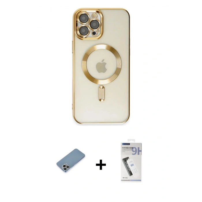 MARSİLYAN™- iPhone 12 Pro Max Kılıf Nova Işık Özel Seri - Şeffaf Uv Polymer Nano Ekran Koruyucu + Shine Kamera Lens Koruma Cam - GI