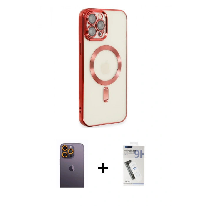 MARSİLYAN™- iPhone 12 Pro Max Kılıf Nova Işık Özel Seri - Şeffaf Uv Polymer Nano Ekran Koruyucu + Neon Fosforlu Kamera Lens - SI