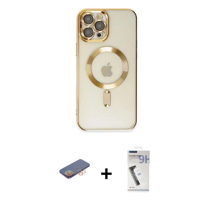 MARSİLYAN™- iPhone 12 Pro Max Kılıf Nova Işık Özel Seri - Şeffaf Uv Polymer Nano Ekran Koruyucu + Renkli Kamera Lens Koruma Cam - TU