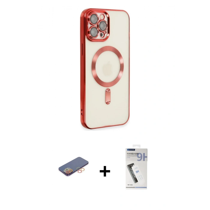 MARSİLYAN™- iPhone 12 Pro Max Kılıf Nova Işık Özel Seri - Şeffaf Uv Polymer Nano Ekran Koruyucu + Renkli Kamera Lens Koruma Cam - TU