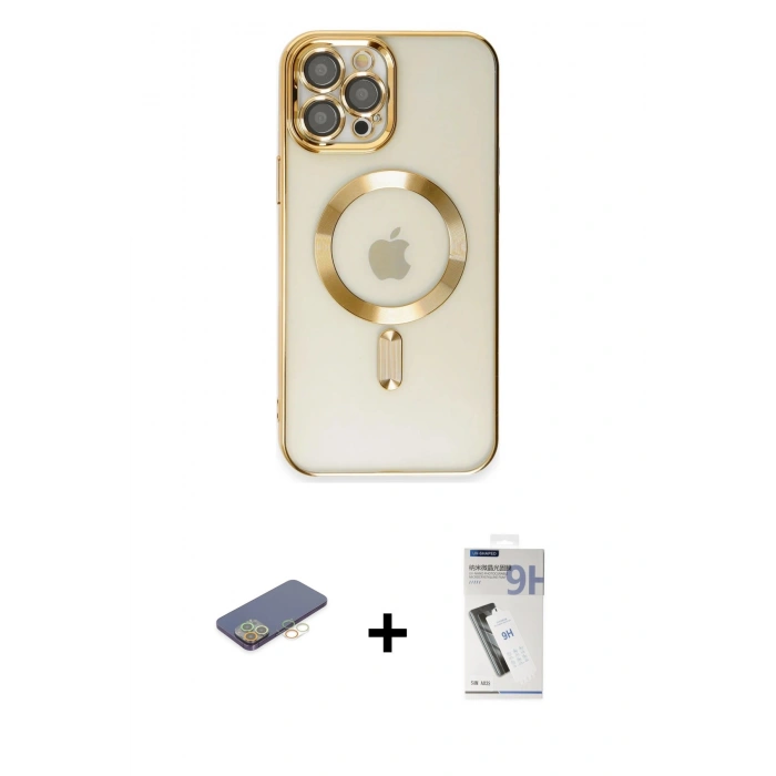 MARSİLYAN™- iPhone 12 Pro Max Kılıf Nova Işık Özel Seri - Şeffaf Uv Polymer Nano Ekran Koruyucu + Renkli Kamera Lens Koruma Cam - SI