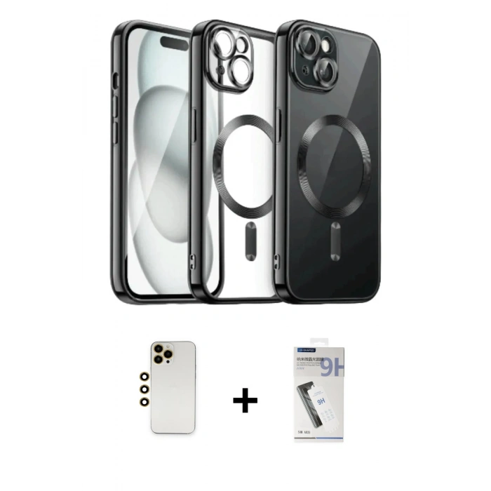 MARSİLYAN™- iPhone 12 Pro Max Kılıf Nova Işık Özel Seri - Şeffaf Uv Polymer Nano Ekran Koruyucu + Shine Kamera Lens - GD