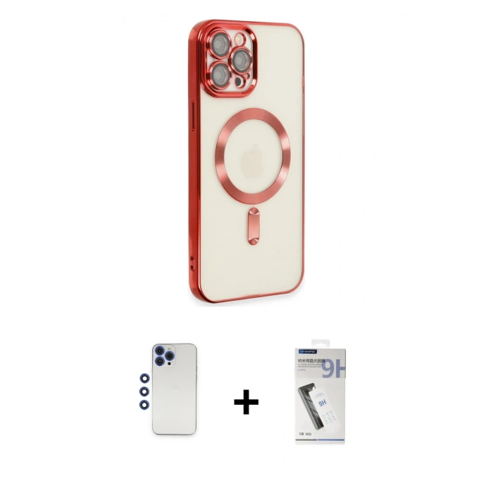 MARSİLYAN™- iPhone 12 Pro Max Kılıf Nova Işık Özel Seri - Şeffaf Uv Polymer Nano Ekran Koruyucu + Shine Kamera Lens - LT