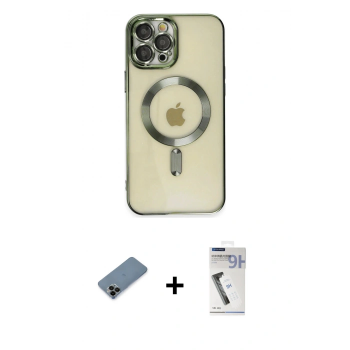 MARSİLYAN™- iPhone 12 Pro Max Kılıf Nova Işık Özel Seri - Şeffaf Uv Polymer Nano Ekran Koruyucu + Shine Kamera Lens Koruma Cam - SH