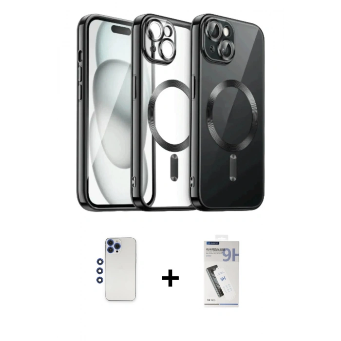 MARSİLYAN™- iPhone 12 Pro Max Kılıf Nova Işık Özel Seri - Şeffaf Uv Polymer Nano Ekran Koruyucu + Shine Kamera Lens - LT