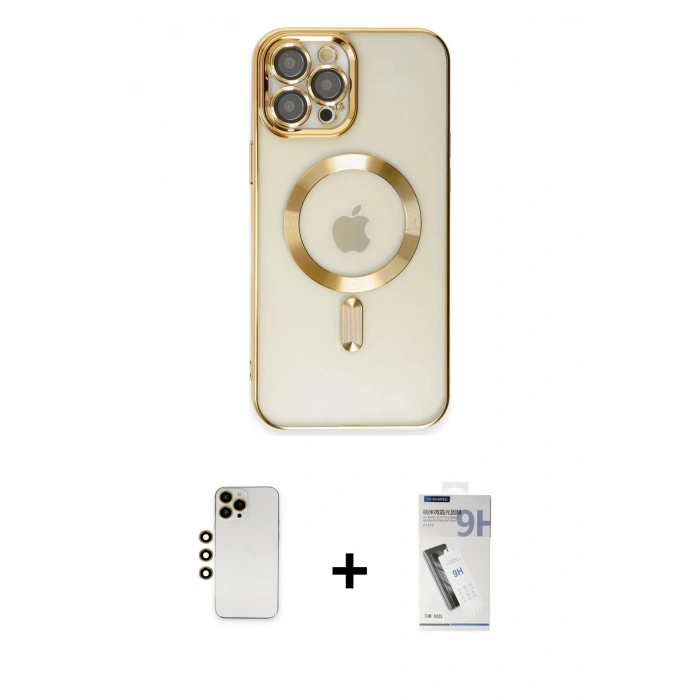 MARSİLYAN™- iPhone 12 Pro Max Kılıf Nova Işık Özel Seri - Şeffaf Uv Polymer Nano Ekran Koruyucu + Shine Kamera Lens - GD