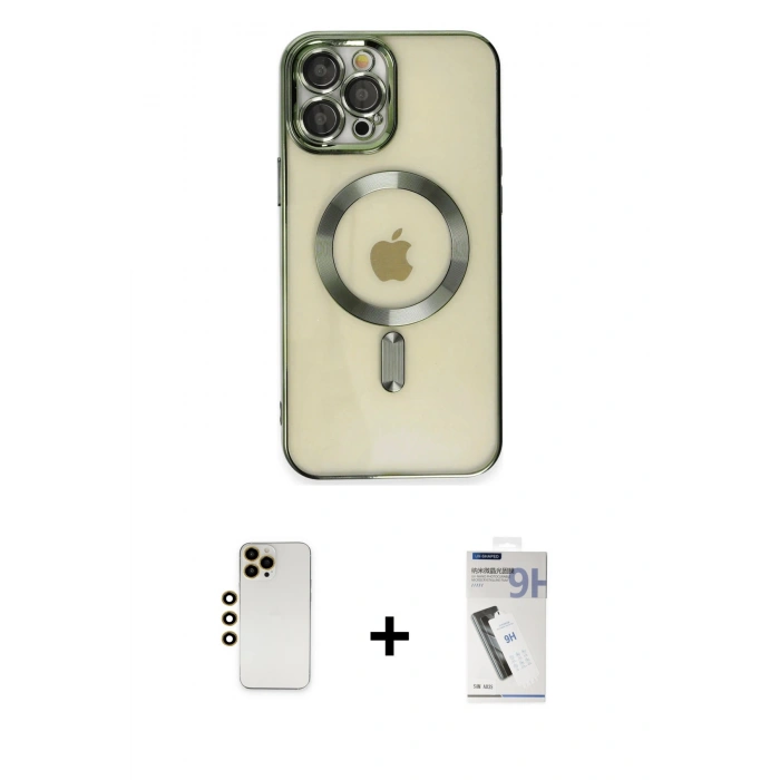 MARSİLYAN™- iPhone 12 Pro Max Kılıf Nova Işık Özel Seri - Şeffaf Uv Polymer Nano Ekran Koruyucu + Shine Kamera Lens - GD