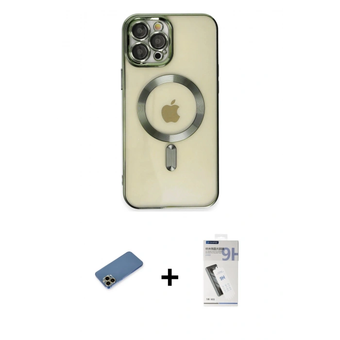 MARSİLYAN™- iPhone 12 Pro Max Kılıf Nova Işık Özel Seri - Şeffaf Uv Polymer Nano Ekran Koruyucu + Shine Kamera Lens Koruma Cam - GD