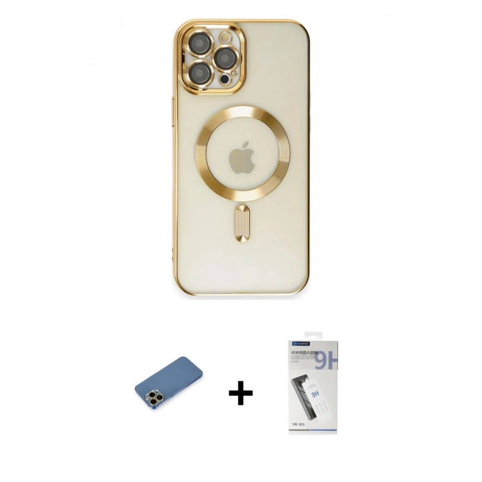 MARSİLYAN™- iPhone 12 Pro Max Kılıf Nova Işık Özel Seri - Şeffaf Uv Polymer Nano Ekran Koruyucu + Shine Kamera Lens Koruma Cam - GD
